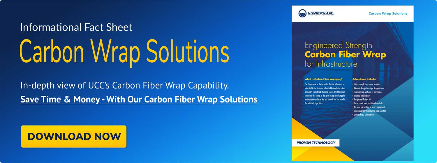 UCC fact sheet about Carbon Fiber Wrap solutions for infrastructure. CTA of download now.
