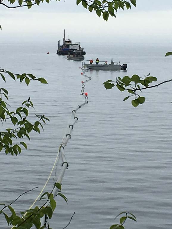 The Novelis lake water intake structure is located 1300’ offshore from the pump house wet well