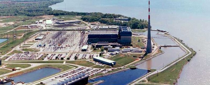 Aerial view of TVA Browns Ferry Nuclear Power Plant in Athens, AL where UCC performed cooling discharge structure cleaning.